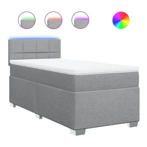 Boxspring met matras stof lichtgrijs 90×200 cm Boxspring met matras stof lichtgrijs 90×200 cm