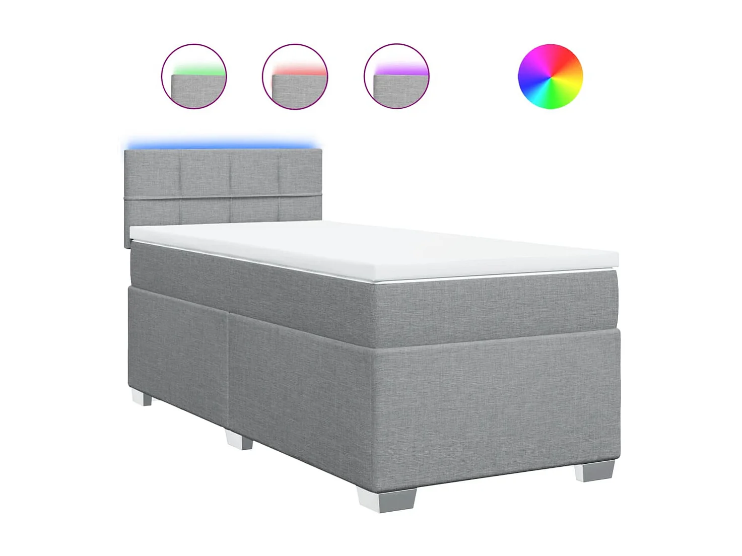 Boxspring met matras stof lichtgrijs 90x200 cm