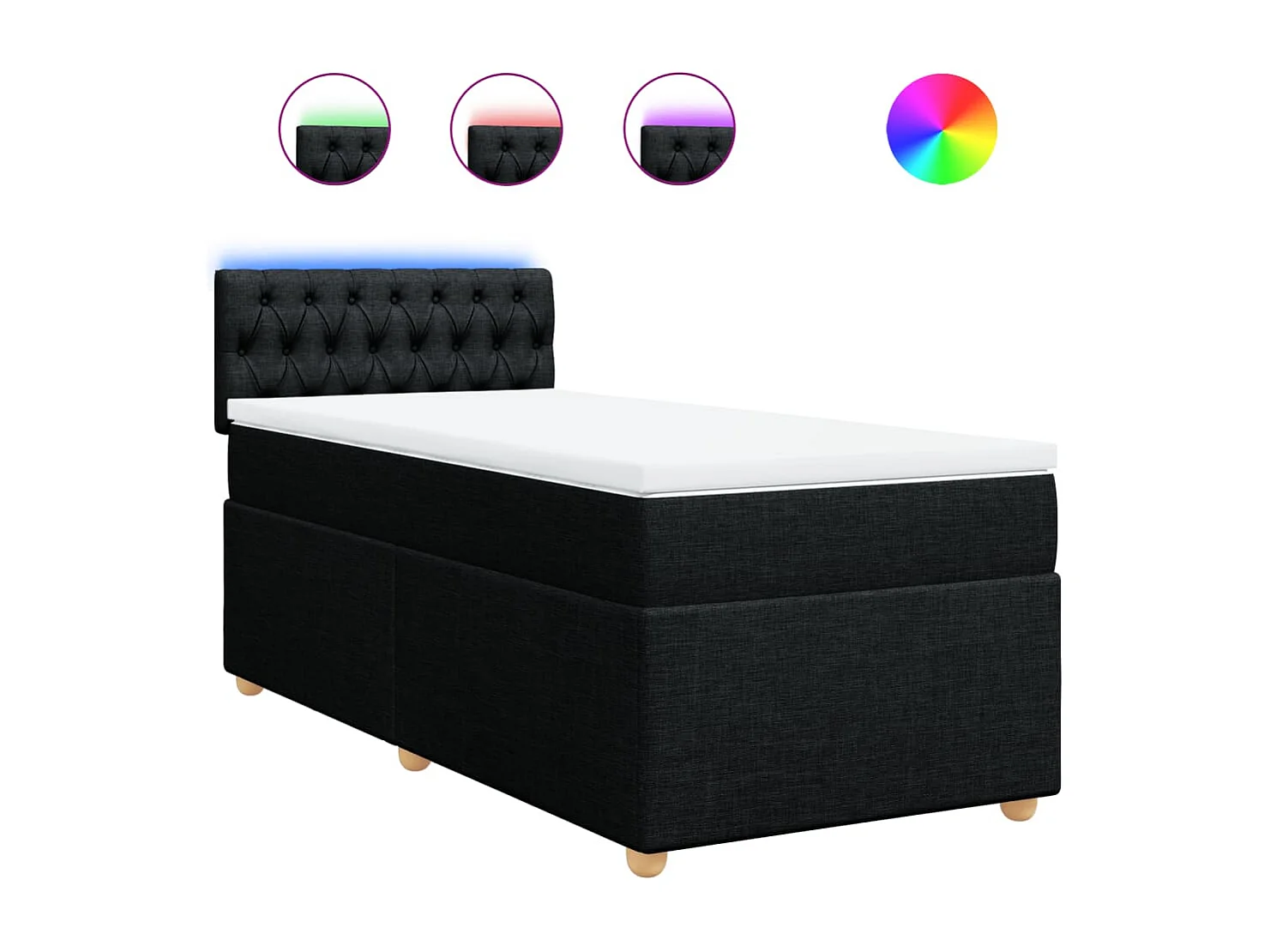 Boxspring met matras stof zwart 90x190 cm
