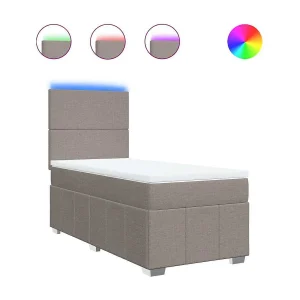 Boxspring met matras stof taupe 80×200 cm Boxspring met matras stof taupe 80×200 cm