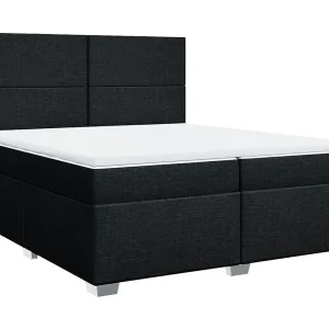 Boxspring met matras stof zwart 200×200 cm Boxspring met matras stof zwart 200×200 cm