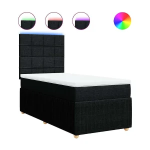 Boxspring met matras stof zwart 90×190 cm Boxspring met matras stof zwart 90×190 cm