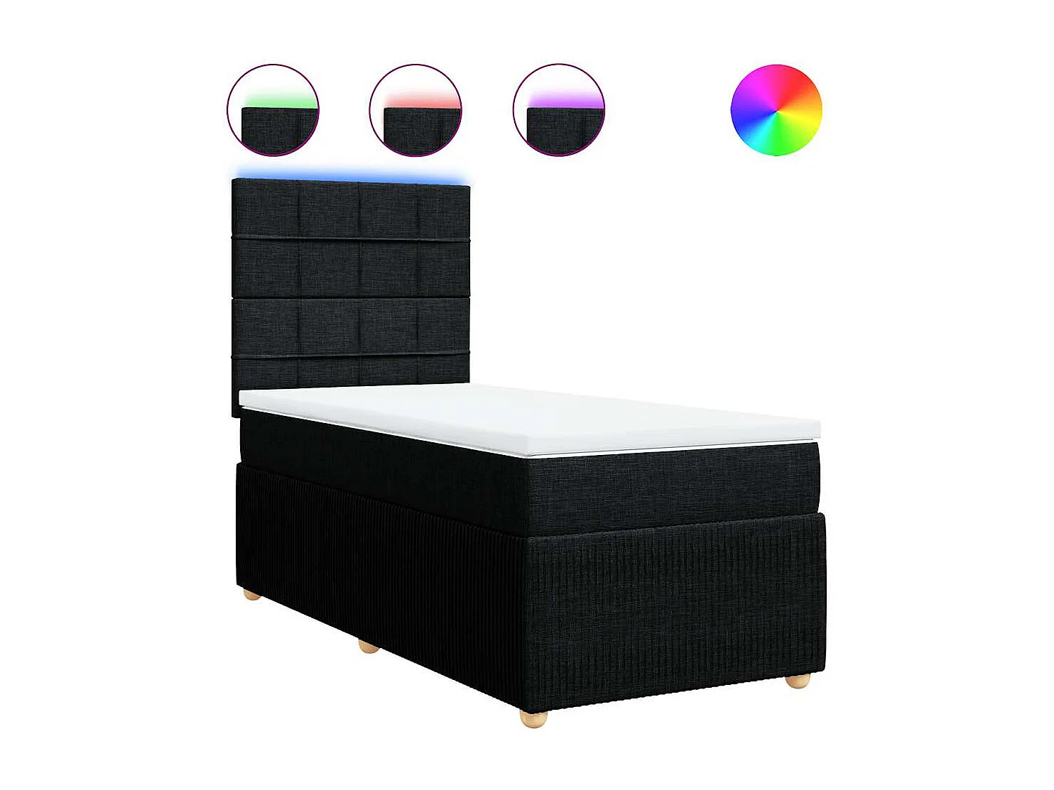 Boxspring met matras stof zwart 90x190 cm
