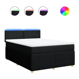 Boxspring met matras stof zwart 140×190 cm Boxspring met matras stof zwart 140×190 cm