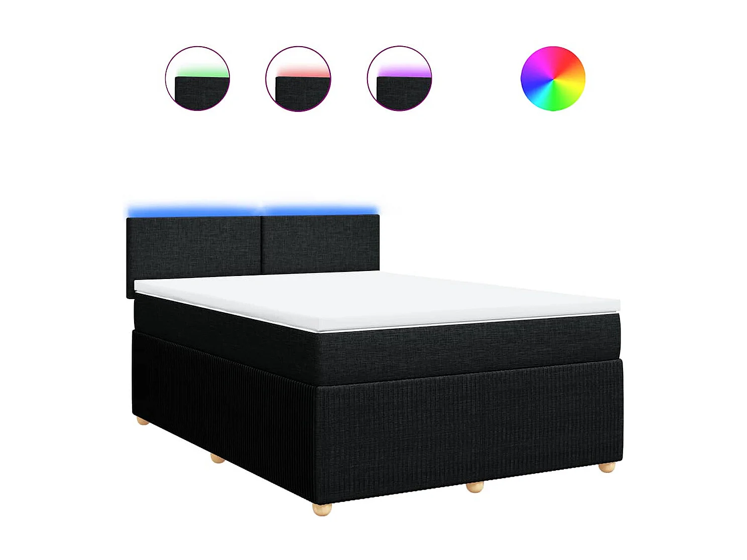 Boxspring met matras stof zwart 140x190 cm