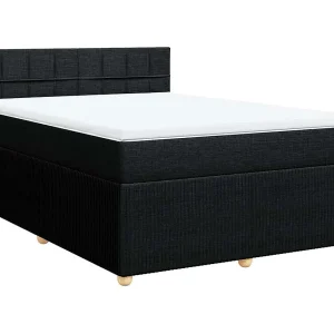 Boxspring met matras stof zwart 160×200 cm Boxspring met matras stof zwart 160×200 cm