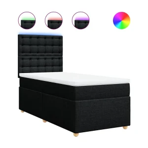 Boxspring met matras stof zwart 80×200 cm Boxspring met matras stof zwart 80×200 cm