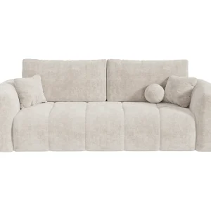 Vierzitsslaapbank express in beige chenillestof – Matras 13 cm BRIVANO