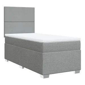 Boxspring met matras stof lichtgrijs 90×200 cm