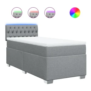 Boxspring met matras stof lichtgrijs 90×200 cm