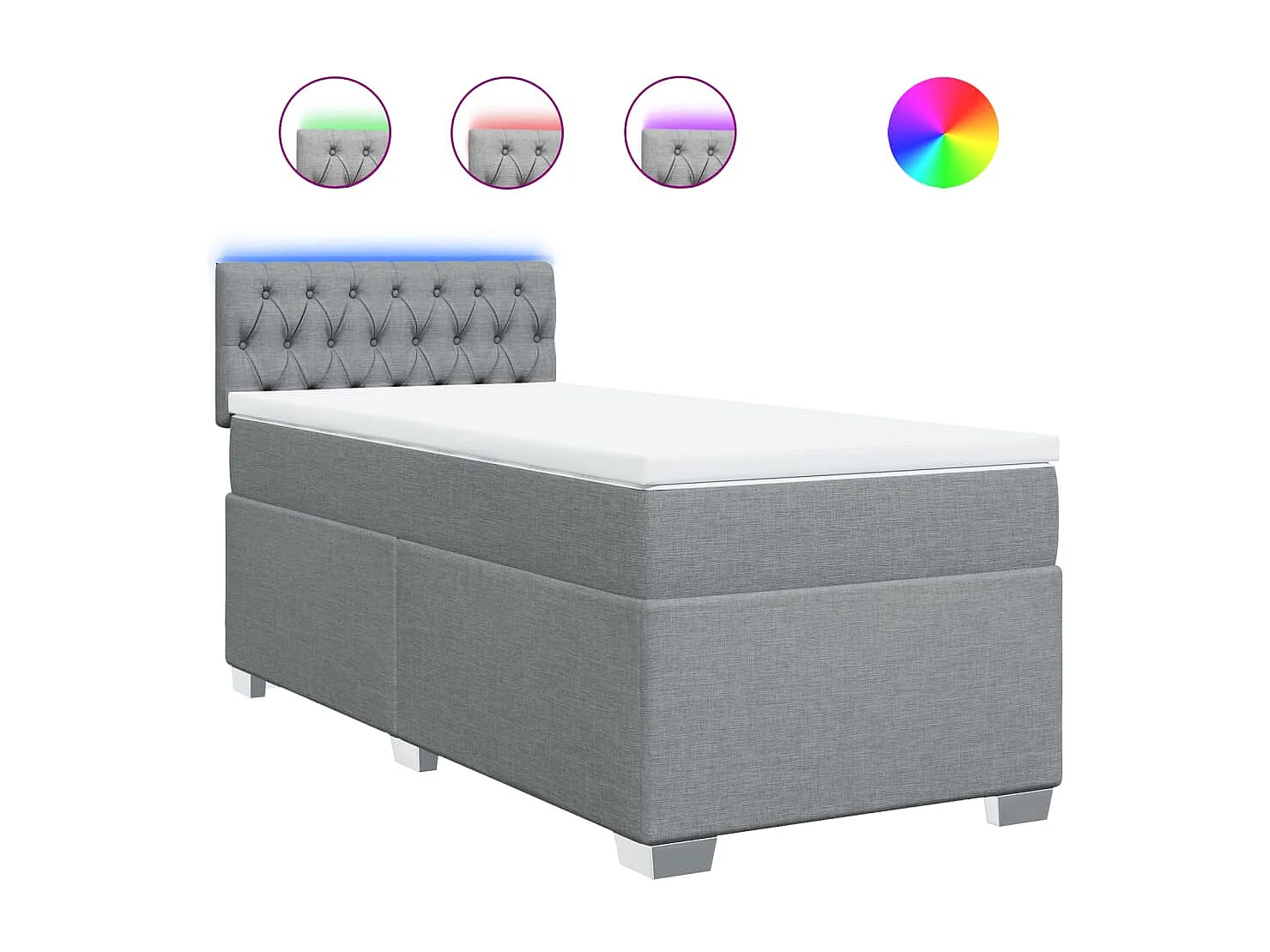Boxspring met matras stof lichtgrijs 90x200 cm