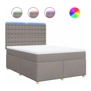 Boxspring met matras stof taupe 140×190 cm Boxspring met matras stof taupe 140×190 cm