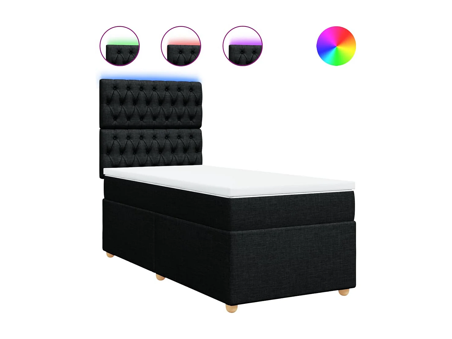 Boxspring met matras stof zwart 80x200 cm