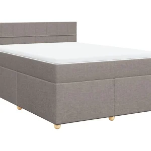 Boxspring met matras stof taupe 140×200 cm