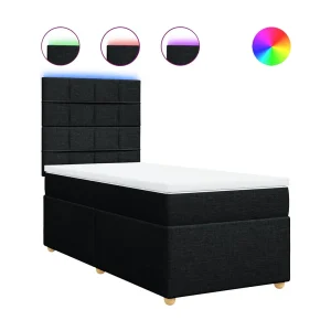 Boxspring met matras stof zwart 90×190 cm Boxspring met matras stof zwart 90×190 cm