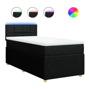 Boxspring met matras stof zwart 80×200 cm Boxspring met matras stof zwart 80×200 cm