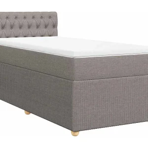 Boxspring met matras stof taupe 90×190 cm Boxspring met matras stof taupe 90×190 cm