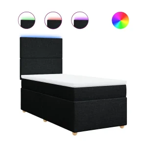 Boxspring met matras stof zwart 80×200 cm Boxspring met matras stof zwart 80×200 cm