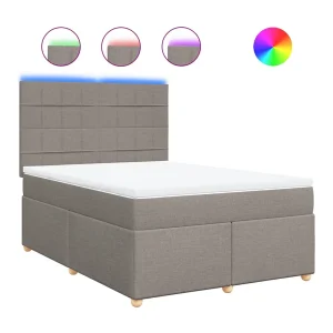 Boxspring met matras stof taupe 140×190 cm Boxspring met matras stof taupe 140×190 cm