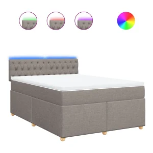 Boxspring met matras stof taupe 140×200 cm