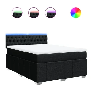 Boxspring met matras stof zwart 160×200 cm Boxspring met matras stof zwart 160×200 cm