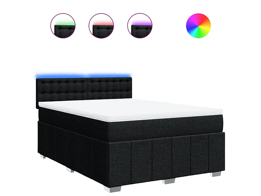 Boxspring met matras stof zwart 160x200 cm