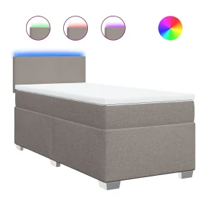 Boxspring met matras stof taupe 80×200 cm Boxspring met matras stof taupe 80×200 cm