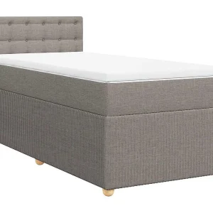 Boxspring met matras stof taupe 90×190 cm Boxspring met matras stof taupe 90×190 cm
