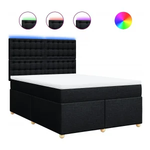 Boxspring met matras stof zwart 140×190 cm Boxspring met matras stof zwart 140×190 cm