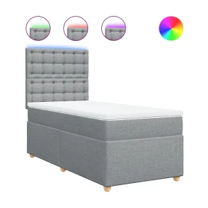 Boxspring met matras stof lichtgrijs 90×200 cm Boxspring met matras stof lichtgrijs 90×200 cm