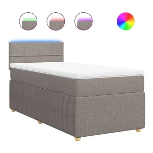 Boxspring met matras stof taupe 80×200 cm