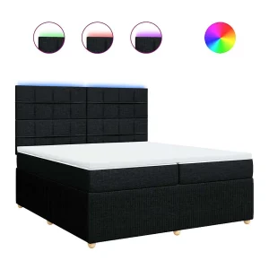 Boxspring met matras stof zwart 200×200 cm