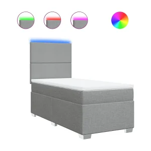 Boxspring met matras stof lichtgrijs 90×200 cm Boxspring met matras stof lichtgrijs 90×200 cm