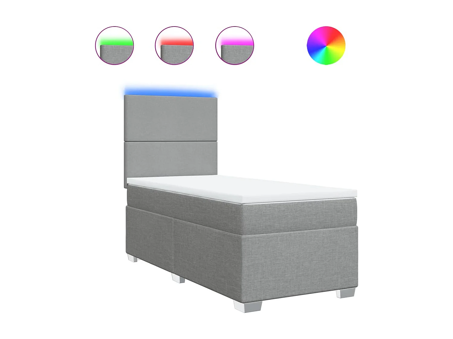 Boxspring met matras stof lichtgrijs 90x200 cm