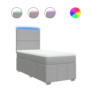 Boxspring met matras stof lichtgrijs 90×190 cm Boxspring met matras stof lichtgrijs 90×190 cm