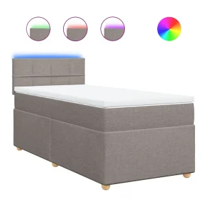 Boxspring met matras stof taupe 90×200 cm Boxspring met matras stof taupe 90×200 cm