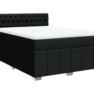 Boxspring met matras stof zwart 160×200 cm Boxspring met matras stof zwart 160×200 cm