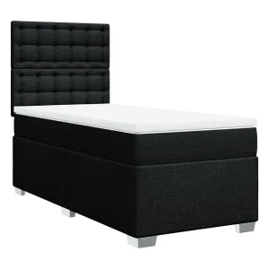 Boxspring met matras stof zwart 90×200 cm Boxspring met matras stof zwart 90×200 cm