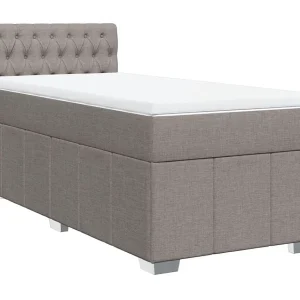Boxspring met matras stof taupe 80×200 cm