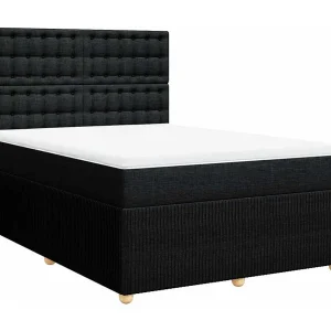 Boxspring met matras stof zwart 140×190 cm Boxspring met matras stof zwart 140×190 cm