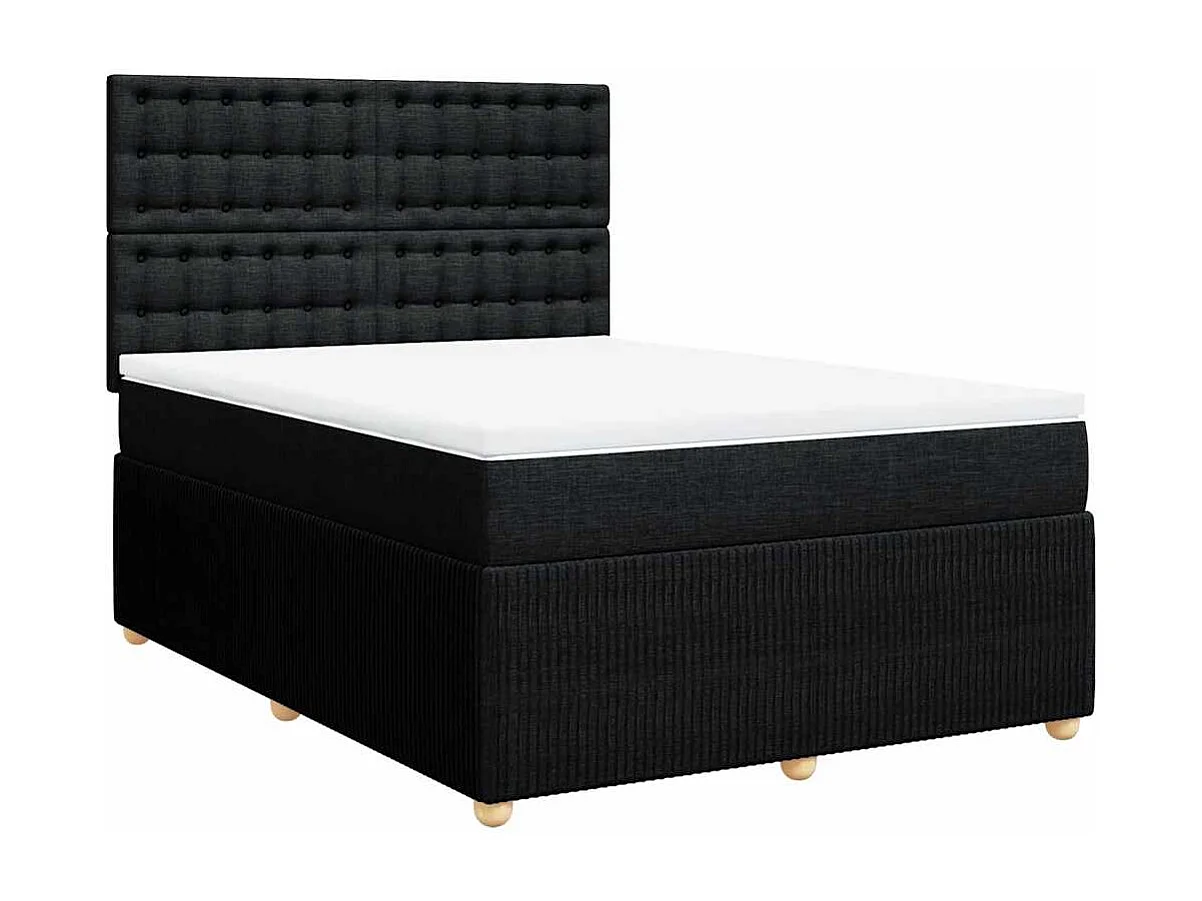 Boxspring met matras stof zwart 140x190 cm