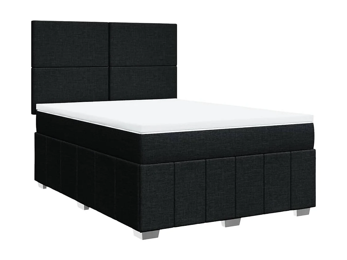 Boxspring met matras stof zwart 140x200 cm