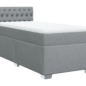 Boxspring met matras stof lichtgrijs 90×200 cm Boxspring met matras stof lichtgrijs 90×200 cm