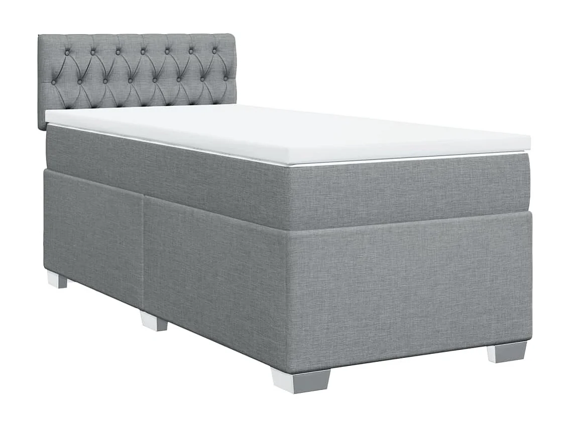 Boxspring met matras stof lichtgrijs 90x200 cm