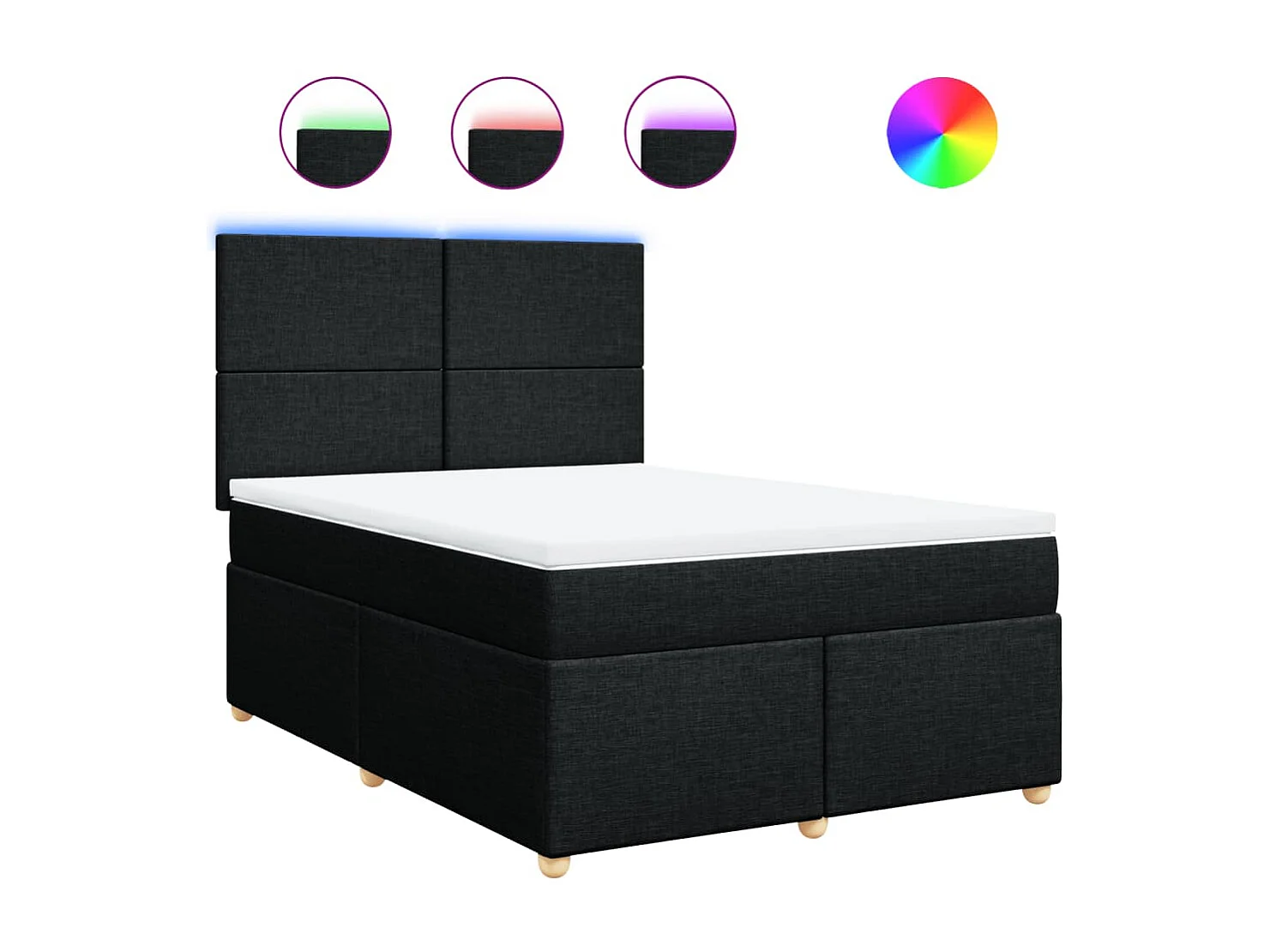 Boxspring met matras stof zwart 140x200 cm