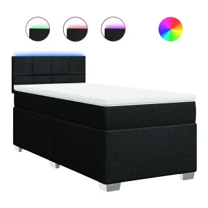 Boxspring met matras stof zwart 90×200 cm Boxspring met matras stof zwart 90×200 cm
