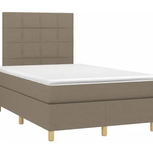 Boxspring met matras stof taupe 120×190 cm