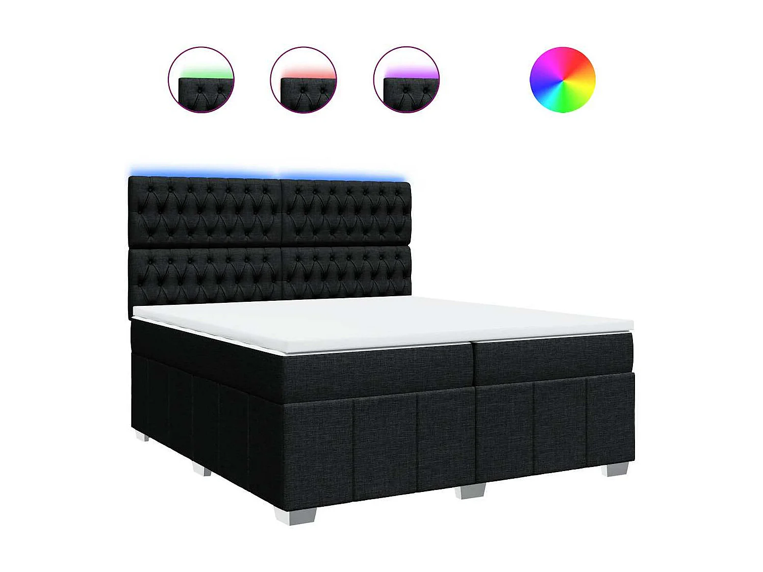Boxspring met matras stof zwart 200x200 cm