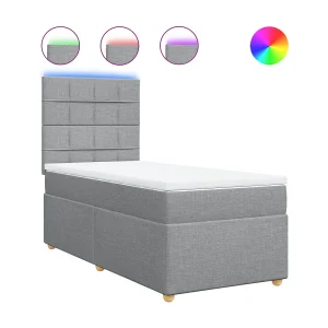 Boxspring met matras stof lichtgrijs 90×200 cm Boxspring met matras stof lichtgrijs 90×200 cm