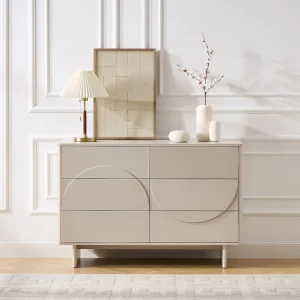 Commode met 6 lades in beige – DELORINA